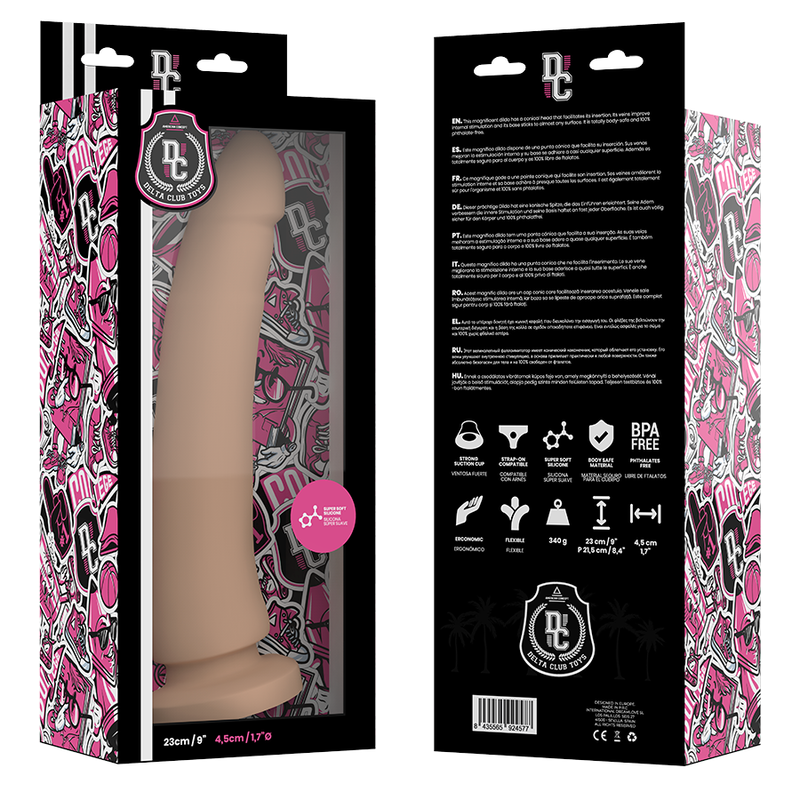 DELTA CLUB - JUGUETES DILDO MÉDICO SILICONA NATURAL 23 CM -O- 4.5 CM