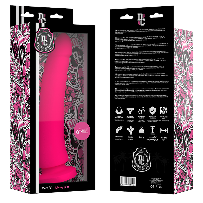 DELTA CLUB - JUGUETES DILDO MÉDICO DE SILICONA ROSA 23 CM -O- 4.5 CM