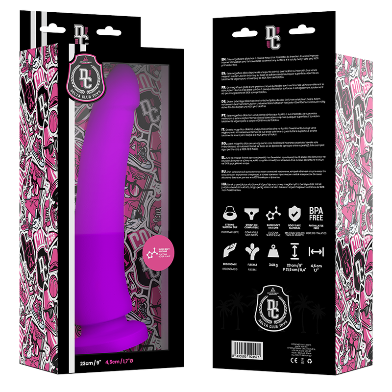 DELTA CLUB - JUGUETES DILDO LILA SILICONA MÉDICA 23 CM -O- 4.5 CM