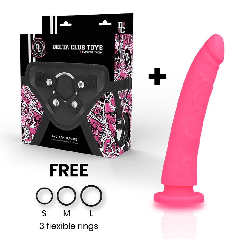 DELTA CLUB - ARREIO DE BRINQUEDOS + DONG ROSA SILICONA 17 CM -O- 3 CM