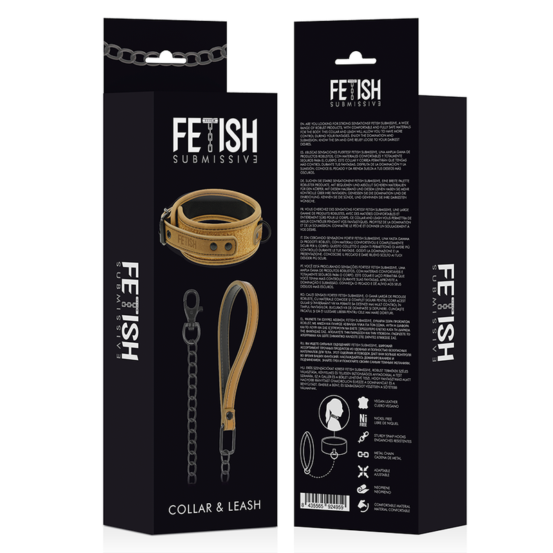 FETISH SUBMISSIVE ORIGIN - COLAR DE CORRENTE COM FORRO DE NEOPRENO