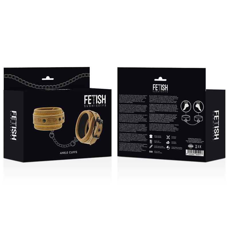 FETISH SUBMISSIVE ORIGIN - PUNKOS DE TORNOZELO DE COURO VEGANO COM FORRO DE NEOPRENE