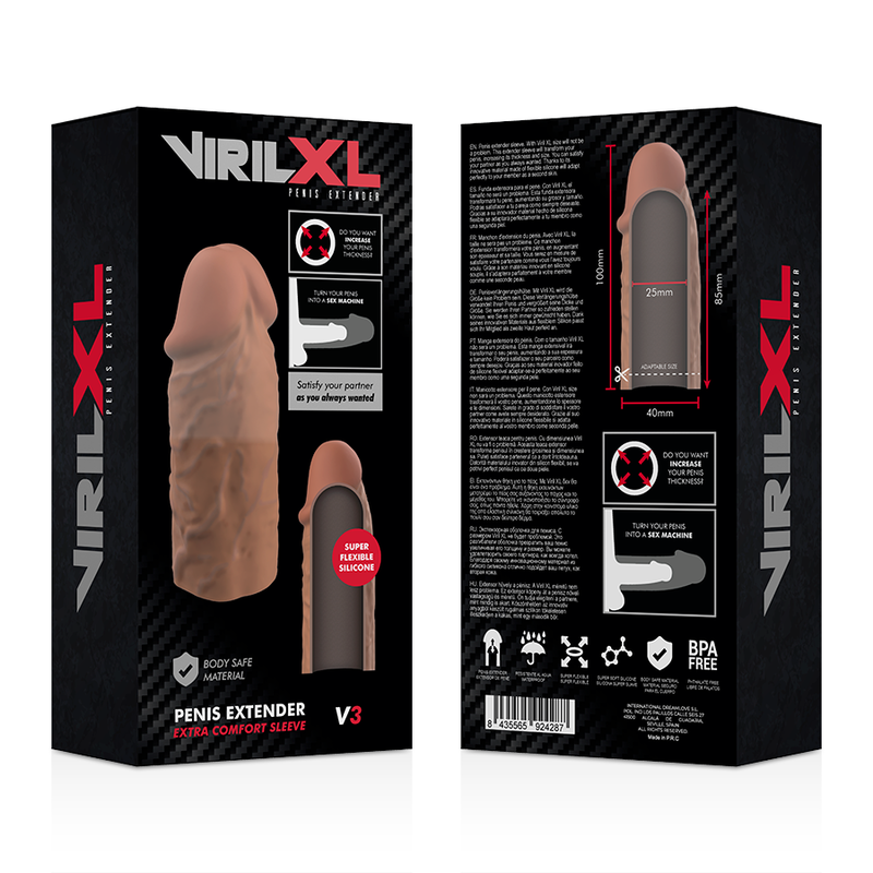 VIRILXL - EXTENSÃO DE PÊNIS DE SILICONA LÍQUIDO V3 ​​MARROM