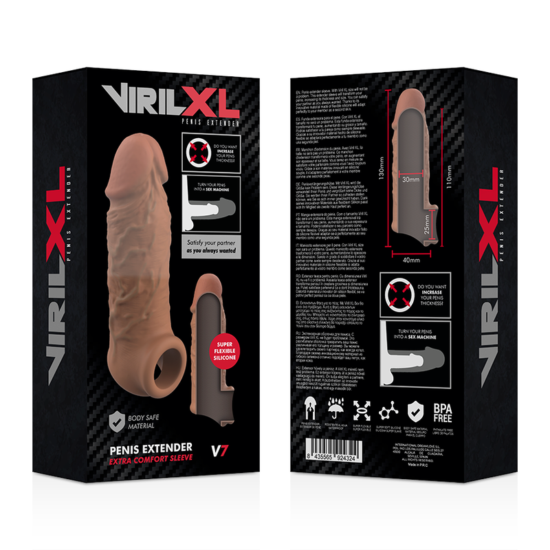 VIRILXL - EXTENSÃO DE PÊNIS DE SILICONA LÍQUIDO V7 MARROM