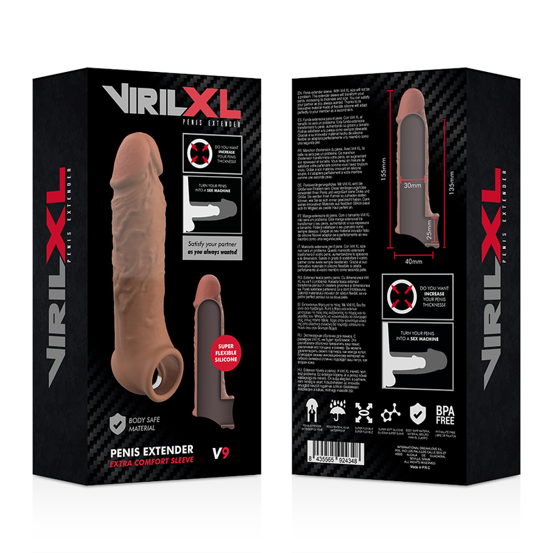 VIRILXL - EXTENSÃO DE PÊNIS DE SILICONA LÍQUIDO V9 MARROM