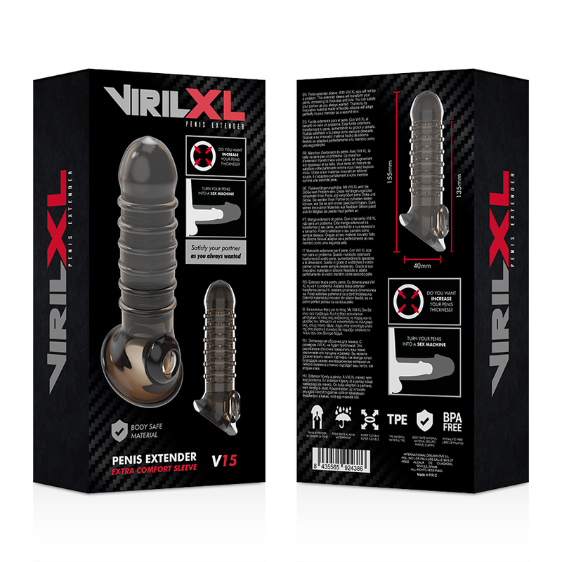 VIRILXL - EXTENSÃO E CAPA DE PÊNIS V15 PRETO