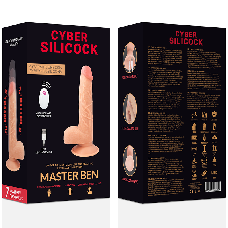 CYBER SILICOCK - REALISTA COM CONTROLO REMOTO MASTER BEN 23.88 CM -Ø- 4.3 CM - Sex Shop Sexy