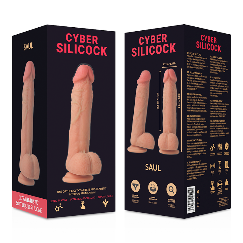 Cyber ​​Silicoque - Saul Ultra Realista Macio Silicona Líquido 21 Cm - 4,2 Cm