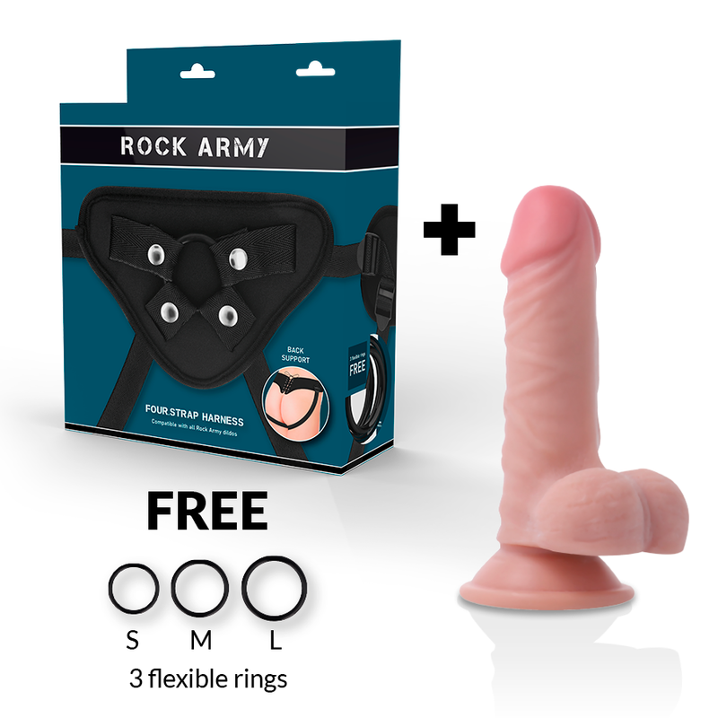 ROCKARMY - ARNÊS + DILDO REALISTA DUAL DENSITY PANZER 17 CM Ø 4.46 CM