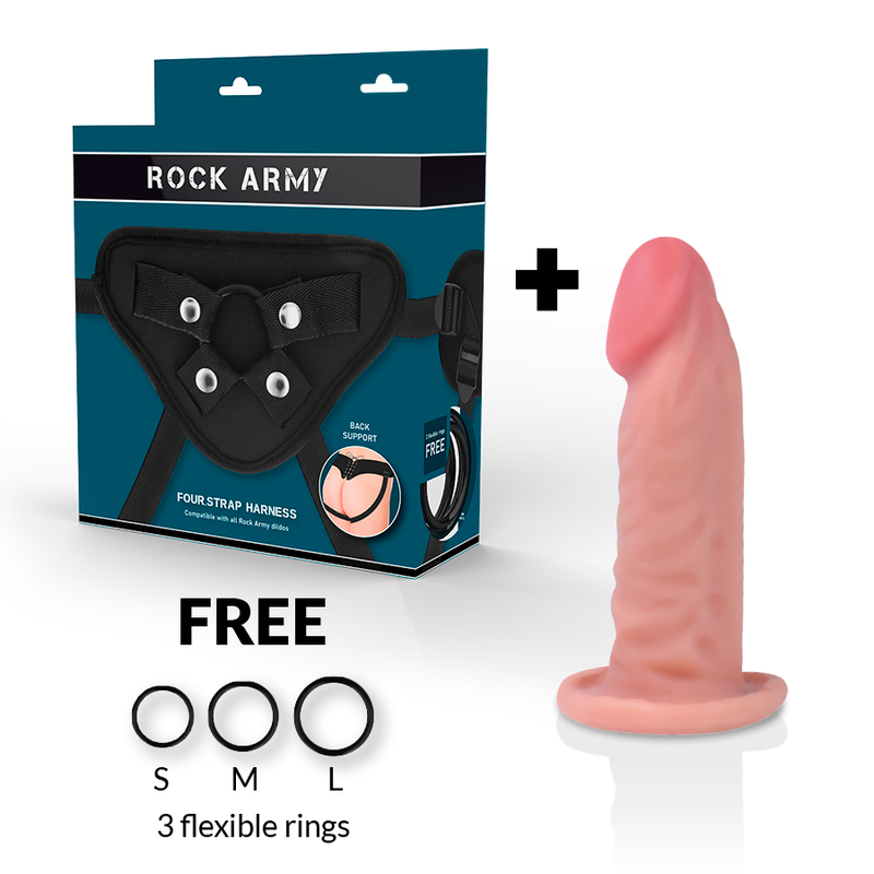 ROCKARMY - ARNÊS + DILDO REALISTA DUAL DENSITY TIGER 14 CM Ø 4.46 CM