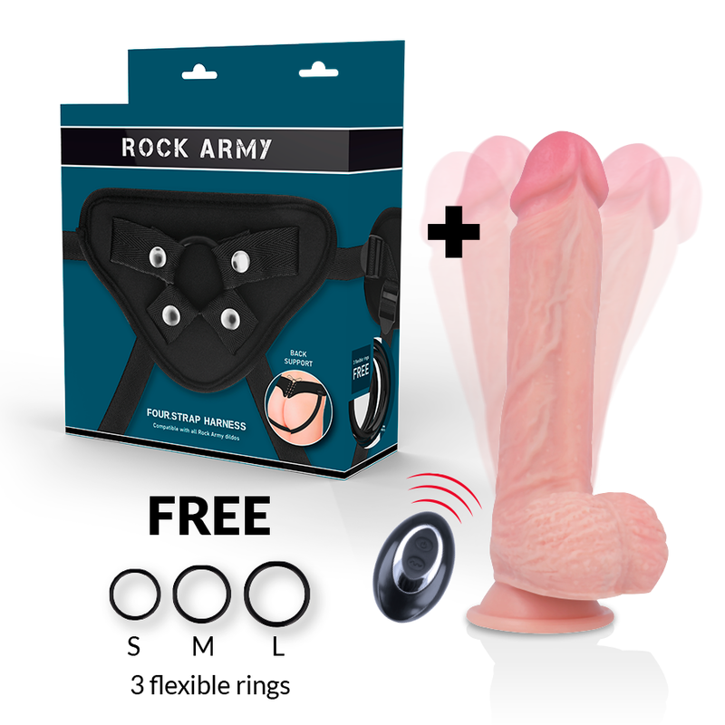 ROCKARMY - ARCOTE + VIBRADOR DE SILICONA LÍQUIDO PREMIUM APACHE CONTROLE REMOTO 20.5 CM -O- 4.62 CM