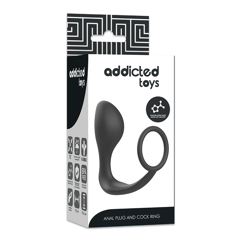 ADDICTED TOYS - PLUG ANAL COM ANEL DE SILICONA PRETO
