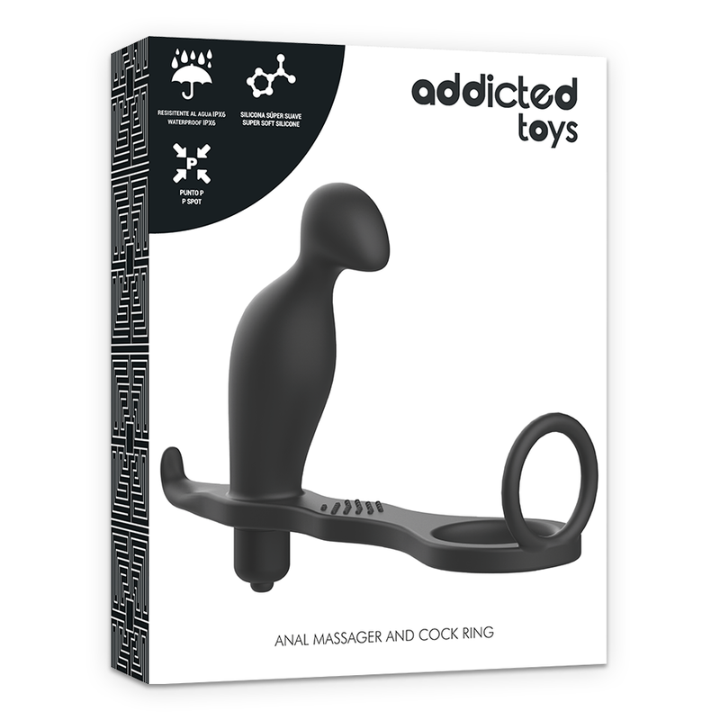 ADDICTED TOYS - PLUG ANAL - CON ANILLO DE SILICONA NEGRO 12 CM