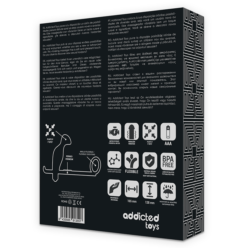 ADDICTED TOYS - PLUG ANAL - CON ANILLO DE SILICONA NEGRO 12 CM