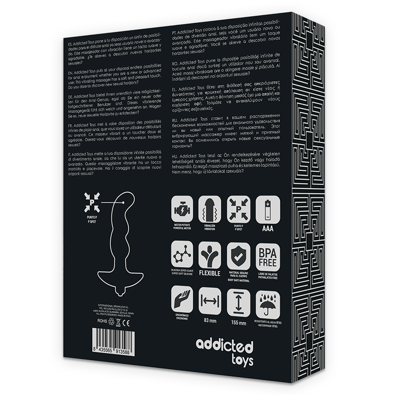ADDICTED TOYS - MASAJEADOR ANAL COM VIBRAO PRETA MODELO 2