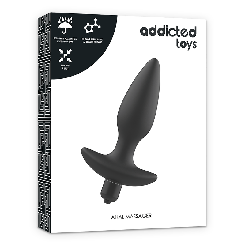 JUGUETES ADICTO - MASAJEADOR PLUG ANAL CON VIBRADOR NEGRO