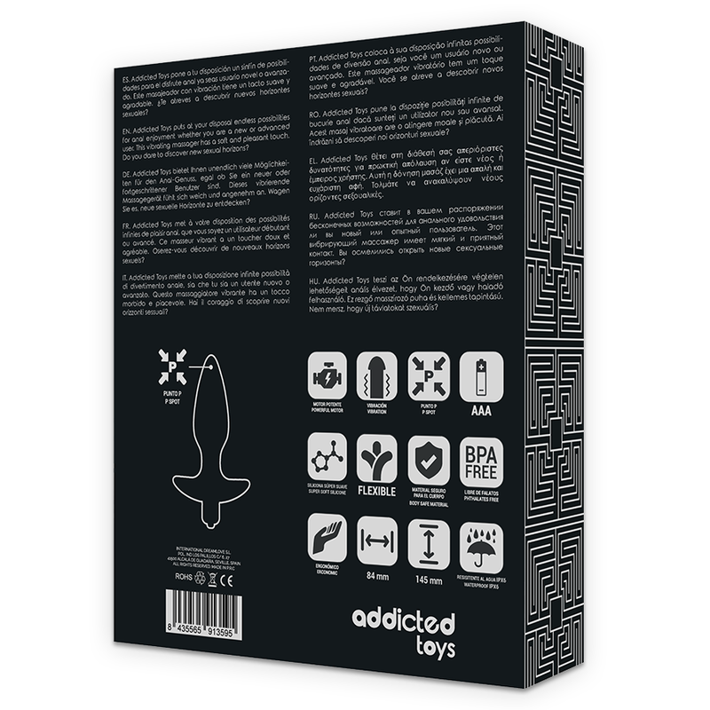 JUGUETES ADICTO - MASAJEADOR PLUG ANAL CON VIBRADOR NEGRO