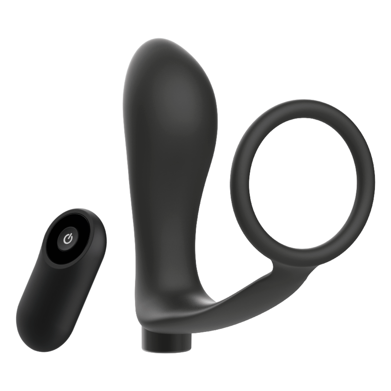 ADDICTED TOYS - ANILLO DE PENE CON CONTROL REMOTO PLUG ANAL NEGRO RECARGABLE