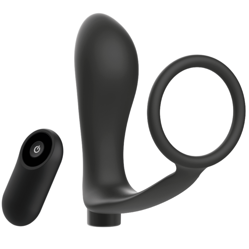 ADDICTED TOYS - ANILLO DE PENE CON CONTROL REMOTO PLUG ANAL NEGRO RECARGABLE
