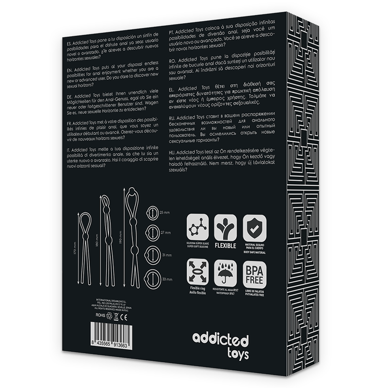 ADDICTED TOYS - CONJUNTO DE ANÉIS PARA GALO DE SILICONA FLEXÍVEL 7 PEAS